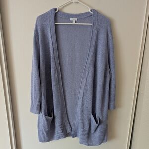 J. Jill Womens Large 100% Linen Purple Cardigan Coastal Grandma Beach Classic